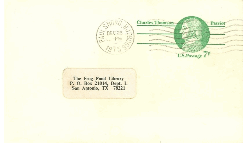 Charles Thomson postal card issued 
09/14/1975